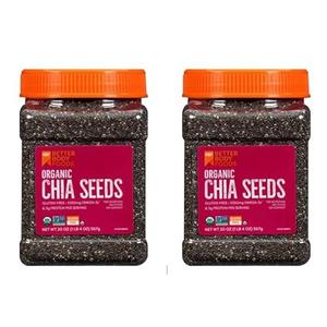Better Body Foods, Organic Chia Seeds with Calcium, Iron, Potassium, 5350mg Omega-3s, Non-GMO and Gluten Free | Add Omega 3 Protein to Salad, Smoothie, Oatmeal Acai Bowl | Pack of1- 567 grams Airtight Jars Best By 09/12/2027
