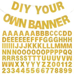 DIY Banner Kit with Letters Glitter Banner Letters Customizable Birthday Banners Graduation Banner Custom Party Hanging Banner for Graduation Wedding Party Baby Shower Decoration(Gold)