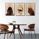 3Pcs Trend Black Girl Canvas Wall Art Christian Bible Verse Poster Prints Abstract Fashion Lotus Flower Pictures Wall Decor for Living Room Bedroom Home Decoration Unframed (12x16, beige)