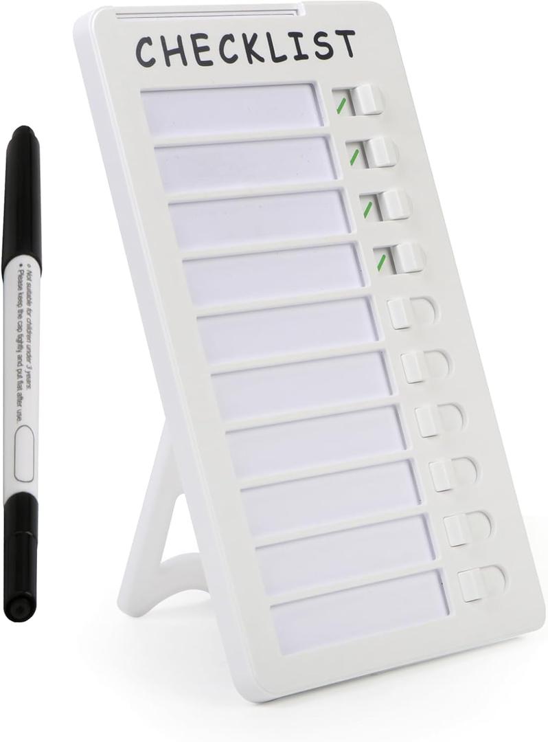 Dry Erase Chore Chart, Standable Whiteboard Checklist Board, Chore Chart for Kids Routine Chart with a Pen (Standable) (Single)
