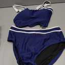 edium)Women's Two Piece High Waisted Sporty Tummy Control Bathing Suit, Blue, Medium