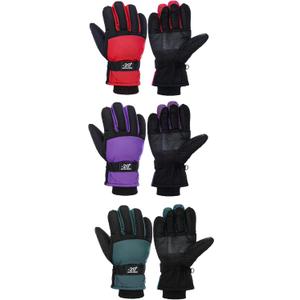 Bencailor 3 Pairs Kids Winter Gloves Waterproof Snow Ski Gloves Warm Windproof Adjustable Mittens for Boy Girl Outdoor (6-10 Years, Red, Green, Purple)