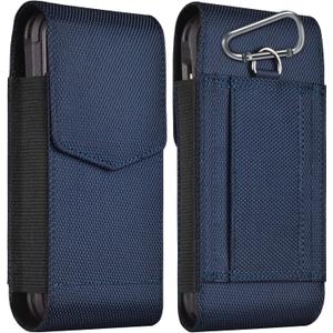 ykooe Holster Compatible with Galaxy Ultra S25 S24 S23 S22 S21 S20 A17 A16 A15 A26 A36 A56 Nylon Cell Phone Belt Holder Pouch with Magnetic Closure for Men (Fits Protective Cover on), Blue -XL