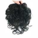 Head Top Bangs Extension With Topper Human Hair 25cm Curly Replacement Wiglet 13x14cm Full Coverage Toupee Clip in (Wavy Black)