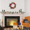 6ft Christmas Smokey Pine Garland with Lights and Stars,Battery Operated Garland with Timer,Christmas Decorations for Fireplace Home Stair Railing Outdoor Holiday Decor