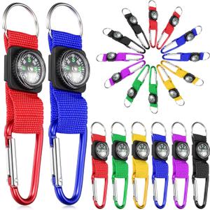 Toodoo 36 Pieces Compass for Kids Bulk 4.3 Inch Metal Mini Compass Keychain Hiking and Survival Adventure Camping Belt Clips Theme Birthday Party Favors for School Outdoor Hiking