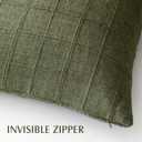 Foindtower Boho Linen Check Decorative Throw Pillow Cover 20×20 Olive Green