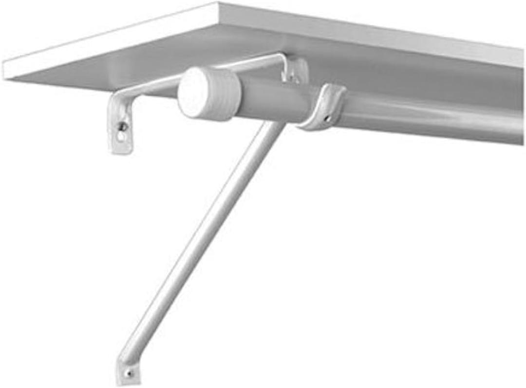 Knape & Vogt John Sterling, 2-1/2" Hook Adjustable Steel Shelf and Rod Bracket, Fits Shelves 11" - 14", Fits Closet Poles up to 1-3/8" in Diameter, RP-0042-BWT, White