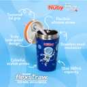 Nuby Thirsty Kids Insulated Toddler Cup with Silicone Flexstraw - 12 oz - Stainless Steel and Leak-Resistant - 18+ Months - Astronaut