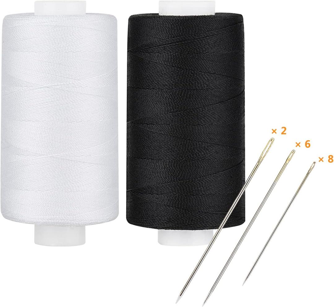 Simthread All Purpose Thread Polyester 400 Yards Each (1 White 1 Black)