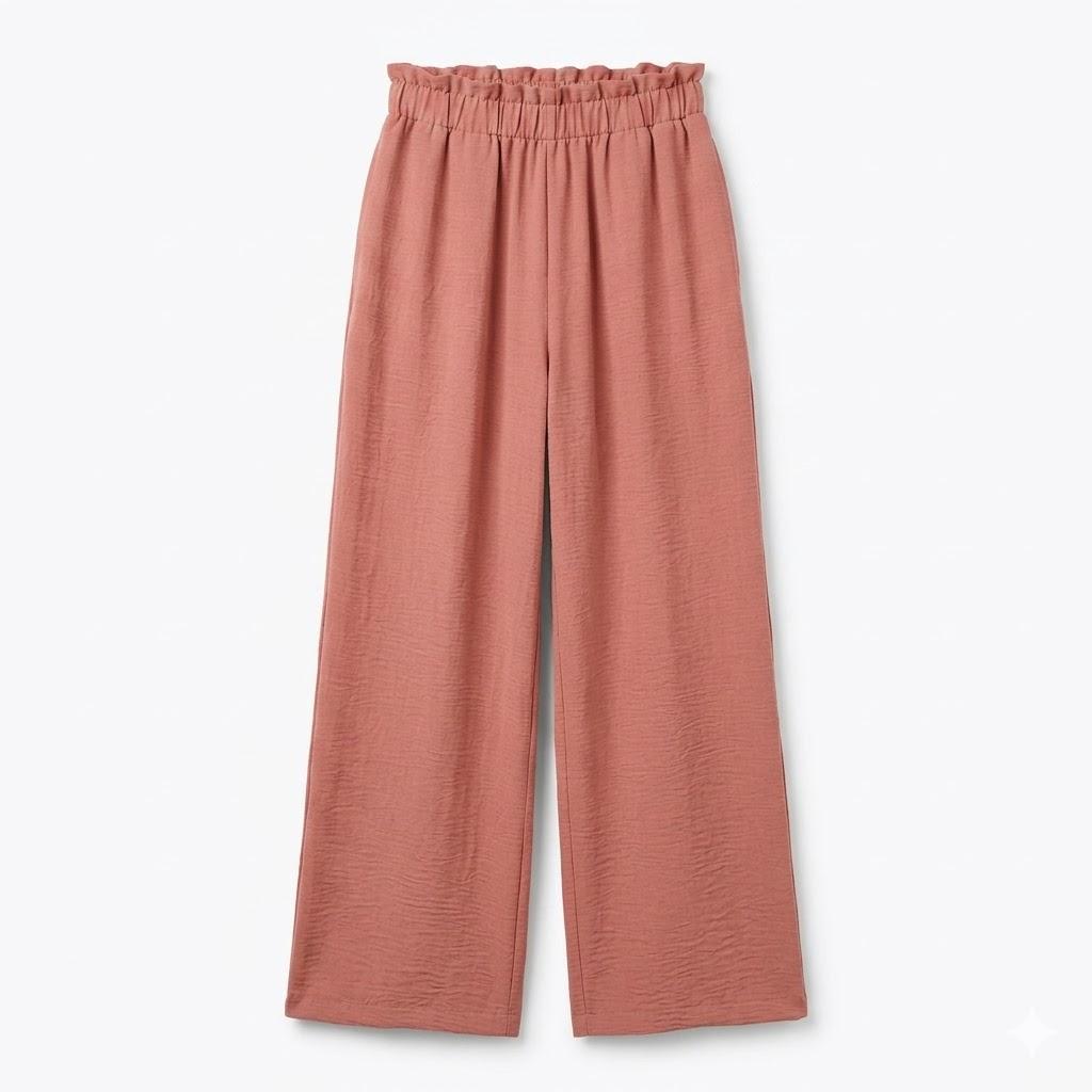 OYOANGLE Girl's High Waisted Pants Lightweight Flowy Palazzo Trousers Pink Small