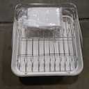 SNTD Dish Drying Rack, Expandable Dish Rack for Kitchen Counter, Stainless Steel Dish Drainer with Drainboard Set and Utensil Holder (White)