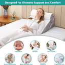 Bedluxe Wedge Pillow Headboard, 3PCS Orthopedic Bed Wedge Pillows Set for After Surgery, Adjustable Pillow Wedge for Acid Reflux&Back Pain Relief, Sleeping, Back Pillow for Bed Sitting Up, White/Grey