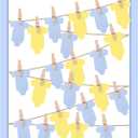 Amyhill Baby Shower Guest Book Alternatives Set for Boys Girls, DIY Gender Reveal Baby Shower Decorations Wooden Photo Frame Keepsake Cloth Shaped Card for 60 Guests Party Activity(Blue)