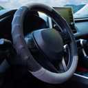 Grey Truck Steering Wheel Cover with Breathable Grip, Premium Faux Leather, Universal fit for Full Size Trucks and SUVs with Steering Wheel Size 15.5" to 16"