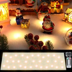 Zhengmy Christmas Pre Lit Snow Blanket with LED Lighted Table Runner Artificial Snow Blanket for Xmas Table Village Decorations(59 x 16 Inch,Warm White)