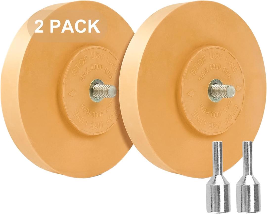 2 Pack Eraser Wheel Decal Remover Eraser Wheel Adhesive Remover with Adapter 4 Inch Rubber Eraser Wheel for Drill Removes Car Decal Vinyl Tape Graphics Pinstripe Sticker Remover