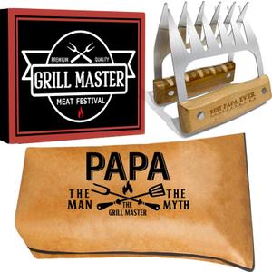 Gifts for Papa Christmas, Papa Gifts from Grandkids BBQ Blanket with Meat Claws, Meat Resting Bag for BBQ Smoking, Meat Shredder Claws Grill Accessories for Outdoor Grill on Birthday Party