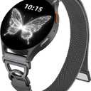 Adorve Slim Metal Strap Compatible with Galaxy Watch 7 Band, Galaxy Watch 8 Band, 6/5/4/FE/Pro/Classic/Active 2, 20mm Replacement Strap for Samsung Watch Bands for Women with Unique Design (Black)