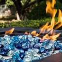 Fire Glass Diamond 1 InchFire Pit Glass Rocks for Propane or Gas Fire Pit 10 Pounds White/Cobalt Blue/Margarita Azura Blue Blend Gift Package