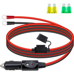12 AWG Heavy Duty Cigarette Lighter Plug, 10 FT Cigarette Lighter Male Plug Adapter Cable with LED Lights and Fuse Box (20 A, 30A), Male Cigarette Lighter Plug, Car Accessories for Inverter, Air Pump