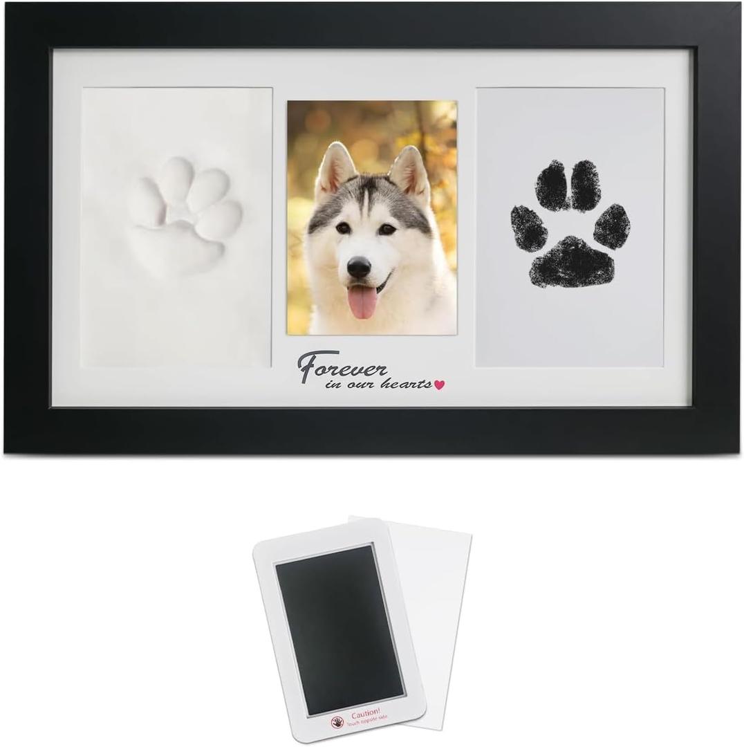 Dog Paw Print Kit with Frame, Paw Print Impression Kit with Customization Tool, DIY Memorial Gifts for Dogs Cats Lover