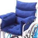 Wheelchair CushionsPressure Pain Relief Accessories with Armrest Covers. Supports Coccyx & Back, Non-Slip. Fits 18" Wheelchair with Full Arms, Blue.