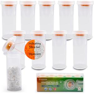 Pill Bottle with Desiccant Cap, Medicine Bottle, Pill Bottles Empty with Caps, Empty Pill Bottles (8 Dram, 10 Pack)