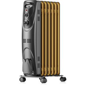 PELONIS Radiator Heater for Large Space, Electric Oil Filled Radiator, Dual Knobs, 1500W, Quiet Space Heater, 3 Modes, Tip-over Protection (Black)