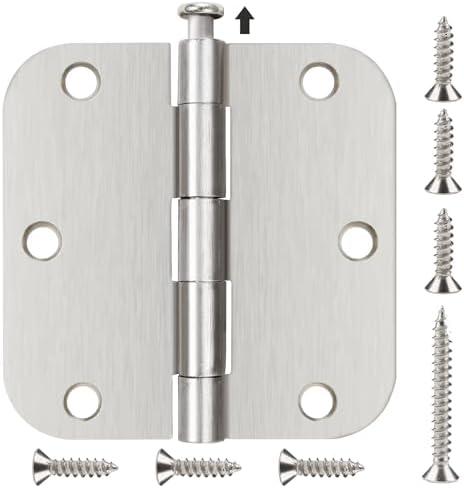 12Pack Brushed Nickel Door Hinges 3.5 x 3 1/2 Inch Interior Rounded 5/8" Radius Corners Iron Bifold Silver Residential Satin Nickels Hinge for Doors Hardware Kit Office Bedroom Study Living Room 12Pack Brushed Nickel Door Hinges 3.5 x 3 1/2 Inch Interior Rounded 5/8" Radius Corners Iron Bifold Silver Residential Satin Nickels Hinge for Doors Hardware Kit Office Bedroom Study Living Room