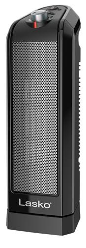 Lasko Oscillating Ceramic Tower Space Heater for Home with Overheat Protection, Adjustable Thermostat, and 2 Speeds, 15.7 Inches, Black, 1500W, CT16450