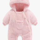 Newborn Baby Bear Outfit Suit Girls Boys Fleece Jumpsuit Romper Hooded Coat Winter Clothes Outwear Snowsuit, 3-6 months