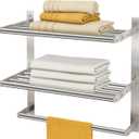 Towel Shelf for Bathroom Wall Mounted, 3-Tier Hotel Style Towel Rack with Towel Bars, Brushed Nickel Towel Racks for Bathroom Lavatory, 16 Inch