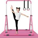 Foldable Gymnastics Bar, 5-Height Adjustable Gymnastic Bars for Kids at Home,Robust & Stable for Indoor/Outdoor Using,Weight Limit 140LBS