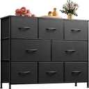 WLIVE 8 Drawer Dresser for Bedroom, Fabric Black Dresser with Large Storage Drawer Unit for Entryway, Chest of Drawers for Living Room