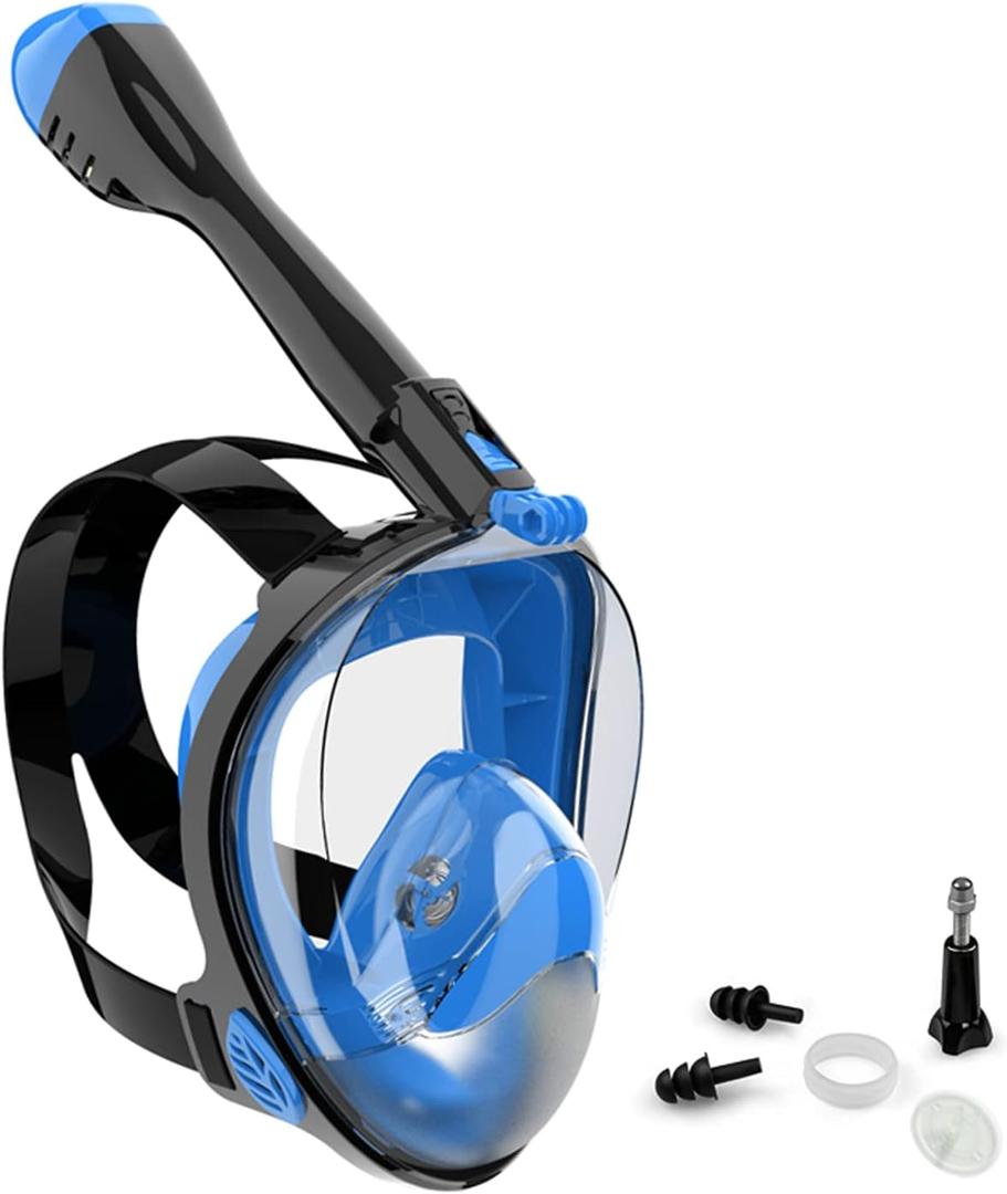 Full Face Snorkel Mask, Diving Mask for Kids and Adults,180 Panoramic View Snorkel Mask with Camera Mount, Safe Breathing, Anti-Leak&Anti-Fog (Medium, Black Blue) Full Face Snorkel Mask, Diving Mask for Kids and Adults,180 Panoramic View Snorkel Mask with Camera Mount, Safe Breathing, Anti-Leak&Anti-Fog (Medium, Black Blue)