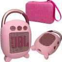 JCHPINE Hard Carrying Case and Silicone Cover for JBL Clip 4 Portable Bluetooth Speaker, Protective Travel Case Storage for JBL Clip 4 Speaker Accessories (Pink)