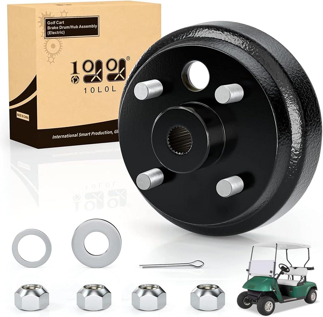 10L0L Golf Cart Brake Drum/Hub Assembly (Electric) for EZGO TXT Replaces OEM# 19186G1P (Black 1-pack)
