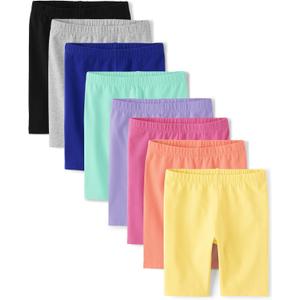 The Children's Place Girls' Solid Bike Shorts (Medium, Multi Color 8-pack)