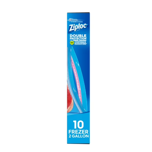 Ziploc Two Gallon Food Storage Freezer Bags, Grip 'n Seal Technology for Easier Grip, Open, and Close, 10 Count, Pack of 2