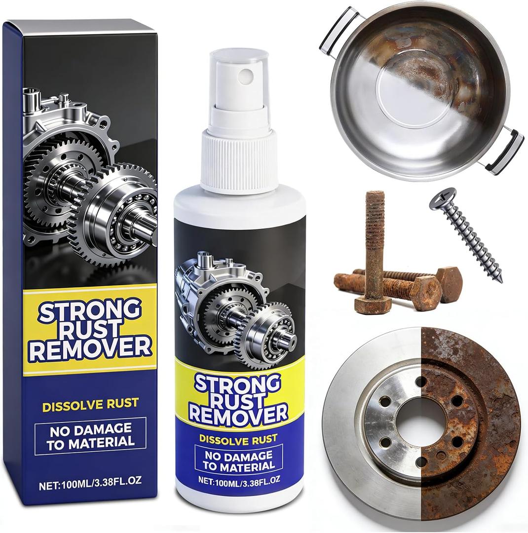 Rust Remover Spray for Metal, Versatile Rust Stain Cleaner for Tools, Cars, Chains & More - Effective Iron Out Solution for All Metal Surfaces (EXP 01/20/29)