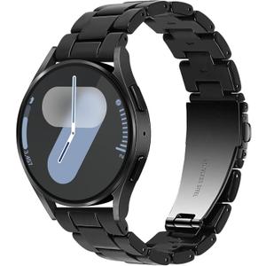 Resin Bands Compatible with Samsung Galaxy Watch 7 FE 6 5 40mm 44mm/Pro 45mm,Galaxy Watch 4 40/44mm,Galaxy Active 2 40/44mm,20mm Band for Galaxy Watch 6 4 Classic 42mm 43mm 46/47mm Watch 3 41mm Women (Pure Black)