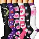 CHARMKING 6 Pairs-Compression Socks for Women & Men Circulation Best Support for Nurses, Running, Athletic,Flight Travel (L)