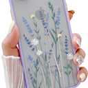 Compatible with iPhone 6/6s for Girl Woman, Floral Flower Pattern Slim Design, Protective Hard PC Back with Soft Shockproof TPU Bumper Phone Case for iPhone 6/6s-Light Purple