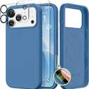 GONEZ Magnetic for iPhone 17 Pro Max Case, Compatible with MagSafe, [Screen Protector + Camera Lens Protector], Liquid Silicone Anti-Scratch Shockproof Protective Phone Case 6.9 inch, Lake Blue