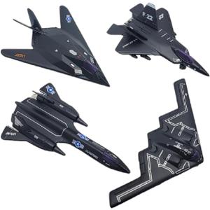 Zugar Land Die-Cast Pullback Stealth Bomber Models (4.25"-5.25") SR-71 Blackbird, F-22 Raptor, F-117 Nighthawk, B2 Bomber (4 Pack)