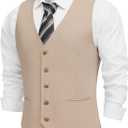 COOFANDY Men's Linen Vest Casual Linen Slim Fit Suit Vests Dress Waistcoat Wedding Business Prom XXL