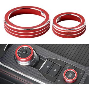 LECART Car Interior Accessories Fit for Ford Explorer 2024 2023 2022 2021 2020 PRND Shift Knob & Drive Mode Knob Covers Auto Decoration Stylish Metal Decal Decor Trims Red 2Pcs