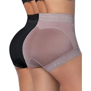Womens Shapewear Control Panties Butt Lifter Boyshort Lace Panties Underwear (S)
