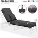 Chaise Lounge Cushions Outdoor Set of 2, 80x26x6 Inch Olefin Waterproof and Fade Resistant Patio Furniture Lounge Chair Cushions with Removable Cover, Lounger Pad with Handle & 16 Straps, Dark Gray